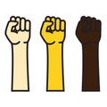 Protest fist raised. Icon of protesting hand. Concept of freedom and equality. Royalty Free Stock Photo